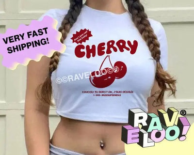 Coucou Cherry Cropped T-Shirt, Retro Cherries Crop Top, crop top, y2k aesthetic, y2k clothes, y2k aesthetic top, collared shirt Printify
