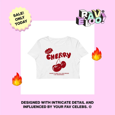 Coucou Cherry Cropped T-Shirt, Retro Cherries Crop Top, crop top, y2k aesthetic, y2k clothes, y2k aesthetic top, collared shirt Printify