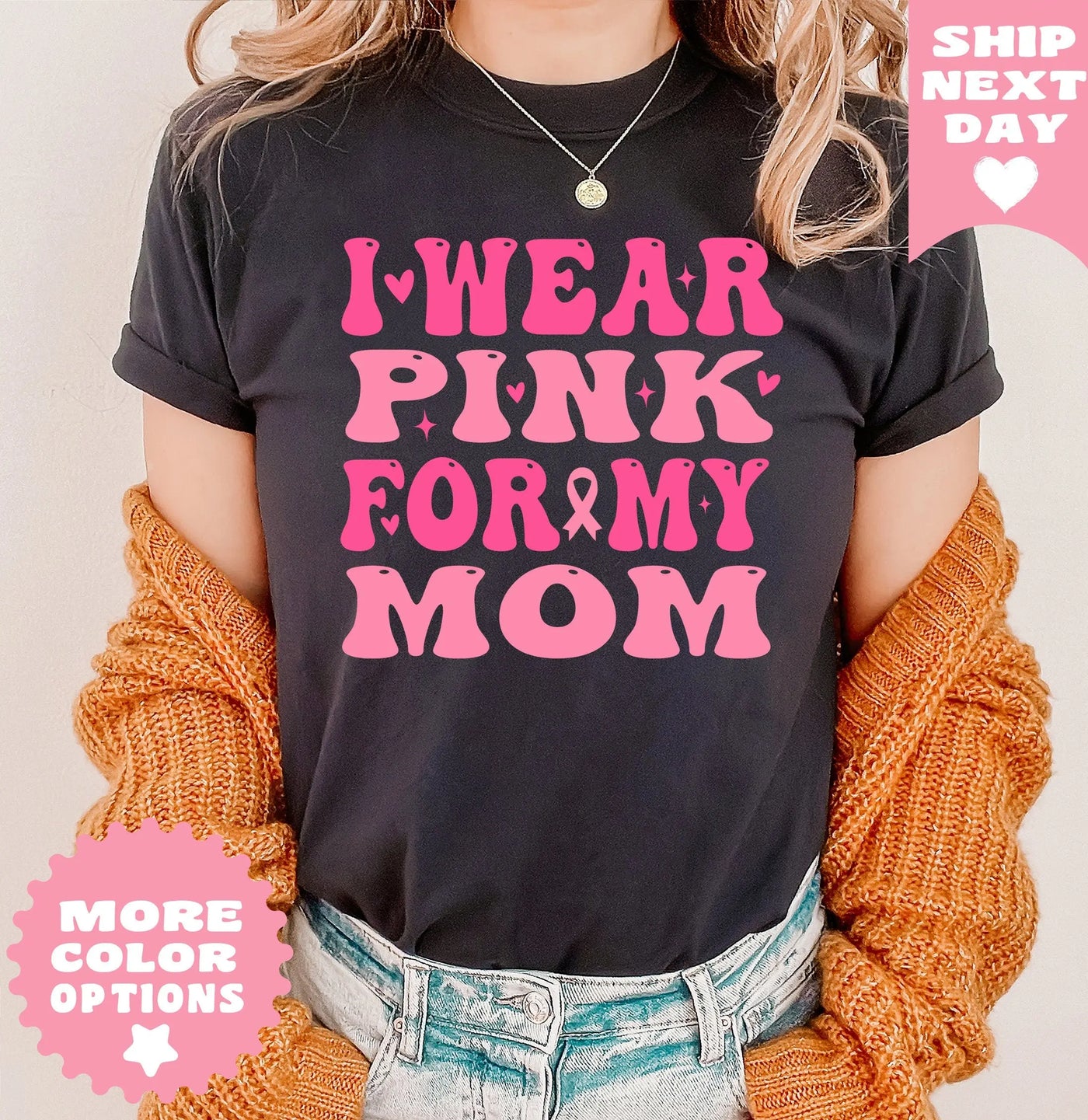 I Wear Pink For My Mom Shirt, Pink Ribbon Shirt, Breast Cancer Shirt, Cancer TShirt, Cancer Mom TShirt, Cancer Awareness, Cancer Support Tee Raveloo