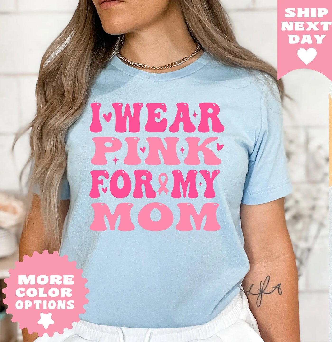 I Wear Pink For My Mom Shirt, Pink Ribbon Shirt, Breast Cancer Shirt, Cancer TShirt, Cancer Mom TShirt, Cancer Awareness, Cancer Support Tee Raveloo