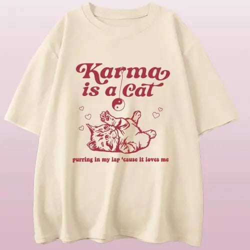 Taylor Swift Karma Is a Cat T-Shirt: Embrace the comfy and fashionable Vibes with this Swiftie Merch shirt. Taylor Swift Eras Tour Shirt