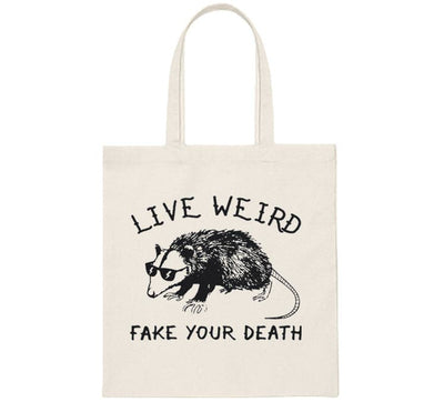 Live weird fake your date tote bag