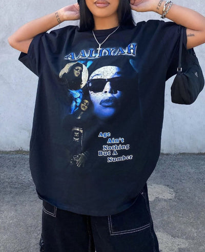 Aaliyah Hommage Age Ain't Nothing But a Number Shirt, T-Shirt in Black