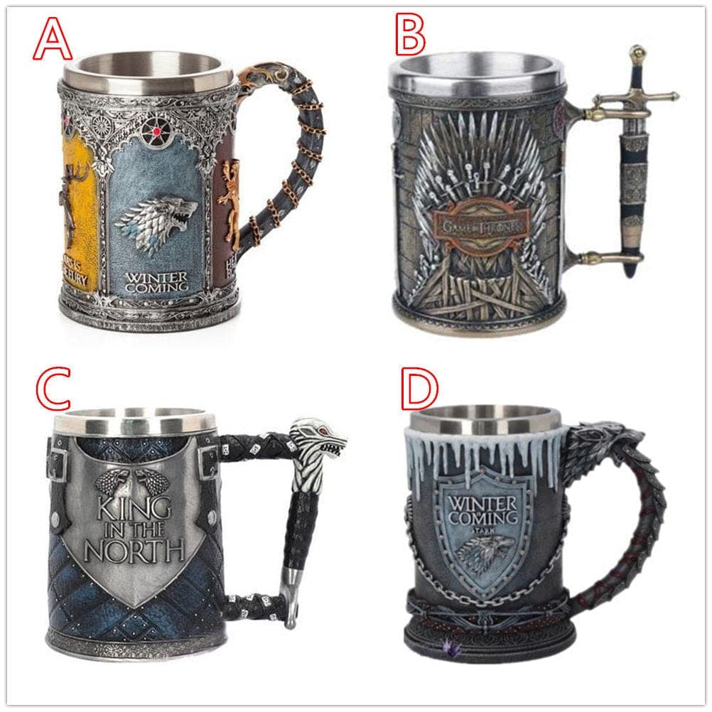 Designer Beer Mug The Stark House Game of Thrones Drinking Cup 304 Stainless Steel Handmade Mug Coffee Mug Gift for Man