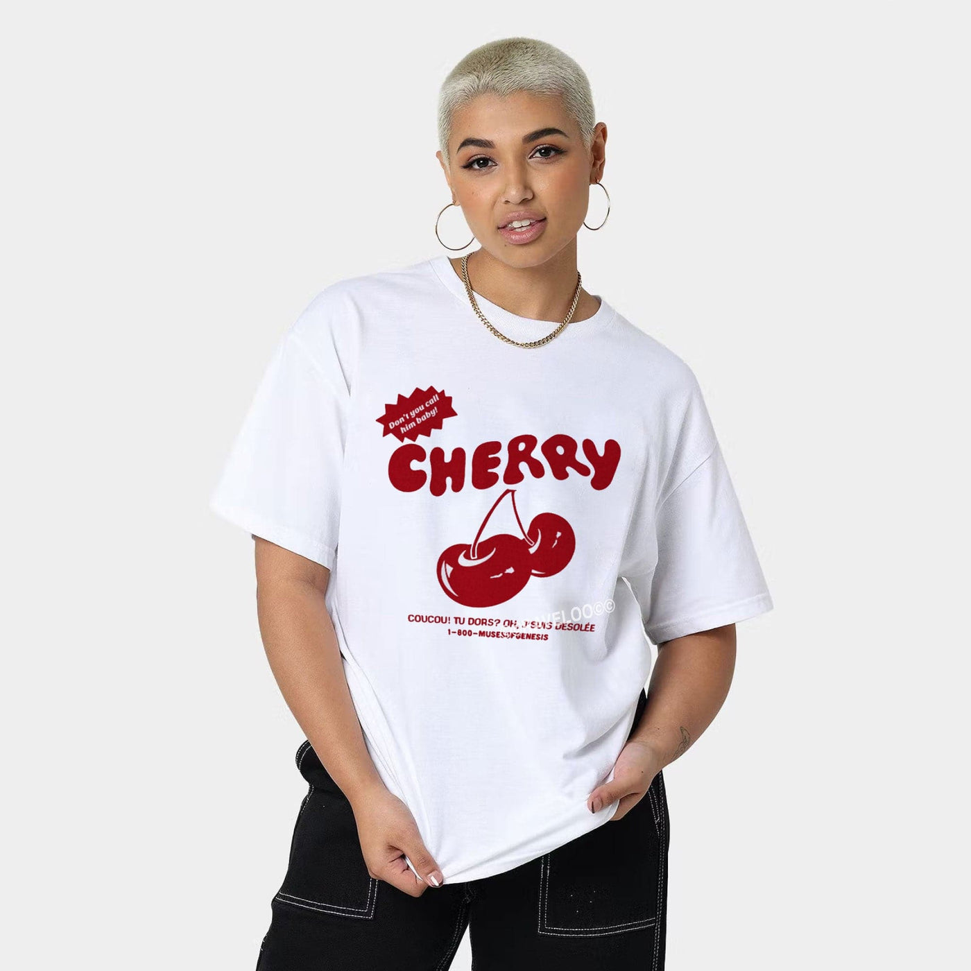 Coucou Cherry T-Shirt, Retro Cherries T-Shirt, T-Shirt, y2k aesthetic, y2k clothes, y2k aesthetic top, collared shirt